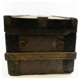 Antique Wood and Metal Steamer Trunk with Locking Plate
