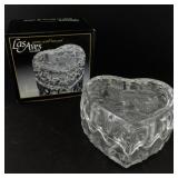 Las Aves 24% Lead Crystal Heart Shaped Trinket Box with Bird Design