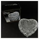 Las Aves 24% Lead Crystal Heart Shaped Trinket Box with Bird Design