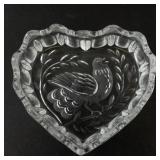Las Aves 24% Lead Crystal Heart Shaped Trinket Box with Bird Design
