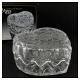 Las Aves 24% Lead Crystal Heart Shaped Trinket Box with Bird Design
