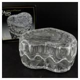 Las Aves 24% Lead Crystal Heart Shaped Trinket Box with Bird Design