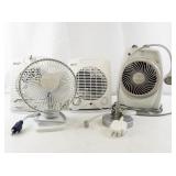 Lot of 3 Portable Space Heaters, Desk Fan, and Flexible Desk Lamp
