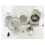 Lot of 3 Portable Space Heaters, Desk Fan, and Flexible Desk Lamp