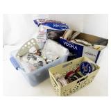 Large Lot of Sewing and Craft Supplies including Threads, Ribbons, Quilt Batting