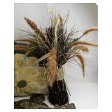 Home Decor Collection with Woven Baskets, Faux Florals, Metal Mirrors, and Pillow