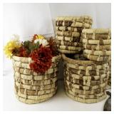 Home Decor Collection with Woven Baskets, Faux Florals, Metal Mirrors, and Pillow