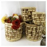 Home Decor Collection with Woven Baskets, Faux Florals, Metal Mirrors, and Pillow