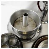 Collection of Vintage Metal Bakeware and Kitchen Tools