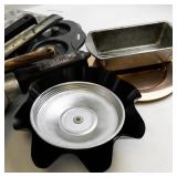 Collection of Vintage Metal Bakeware and Kitchen Tools