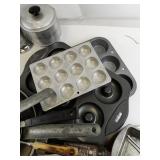 Collection of Vintage Metal Bakeware and Kitchen Tools