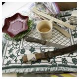 Large Kitchenware and Bakeware Collection with Mugs, Utensils, and Decor