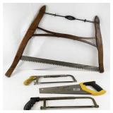 Collection of 4 Vintage and Modern Hand Saws and Hacksaws