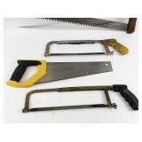 Collection of 4 Vintage and Modern Hand Saws and Hacksaws
