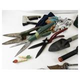 Mixed Lot of Vintage and Modern Hand Tools, Garden Tools, and Gloves