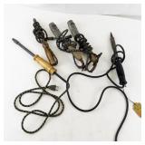 Lot of 5 Vintage Soldering Irons with Wood and Bakelite Handles