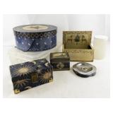 Decorative Box and Tin Collection with Sun, Moon, and Rustic Designs