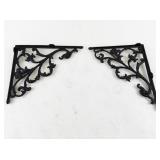 Pair of Ornate Cast Iron Shelf Brackets with Scroll Design