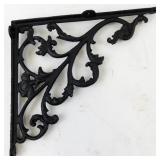 Pair of Ornate Cast Iron Shelf Brackets with Scroll Design