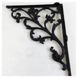Pair of Ornate Cast Iron Shelf Brackets with Scroll Design