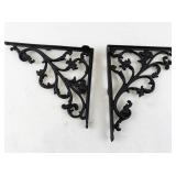 Pair of Ornate Cast Iron Shelf Brackets with Scroll Design