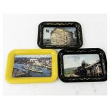 Set of 3 Vintage Souvenir Metal Trays USS North Carolina Lincoln