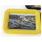 Set of 3 Vintage Souvenir Metal Trays USS North Carolina Lincoln