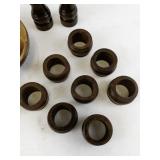 Wooden Kitchenware Collection with Bowls, Napkin Rings, and Salt & Pepper Mills