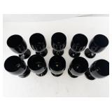 Set of 10 Amethyst (Black) Glass Wine Goblets 6.5 Inch Tall