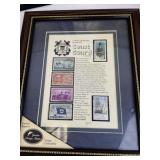 Collection of Military and Patriotic Memorabilia with WWII Stamps, Newspapers, and Signs