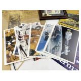 Collection of Military and Patriotic Memorabilia with WWII Stamps, Newspapers, and Signs