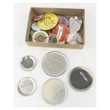 Collection of Vintage Pinback Buttons with Assorted Designs