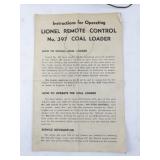 Lionel No. 397 Remote Control Coal Loader with Instructions and Coal Bag