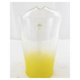 Vintage Half Frosted Yellow Glass Pitcher