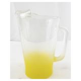 Vintage Half Frosted Yellow Glass Pitcher