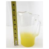 Vintage Half Frosted Yellow Glass Pitcher