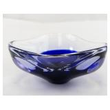 Signed Bellini 2002 Blue Murano Art Glass Bowl