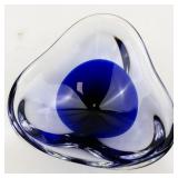 Signed Bellini 2002 Blue Murano Art Glass Bowl