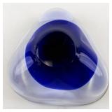 Signed Bellini 2002 Blue Murano Art Glass Bowl