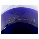 Signed Bellini 2002 Blue Murano Art Glass Bowl