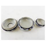 Antique Porcelain Hair Receiver and Trinket Dish Set with Floral Design
