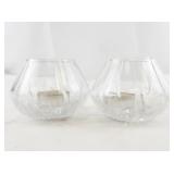Pair of Clear Glass Votive Candle Holders