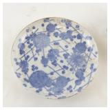 Vintage Bone China Teacup and Saucer with Blue Floral Design and Gold Rim