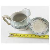 Vintage Royal Semi-Porcelain Pitcher and Saucer Set, England Floral Pattern