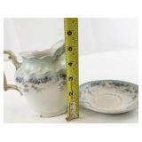 Vintage Royal Semi-Porcelain Pitcher and Saucer Set, England Floral Pattern