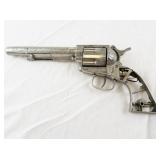 Nichols Stallion 45 Toy Cap Gun with Studded Leather Holster - Handle Grips Missing