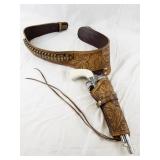 Hubley Colt .45 Toy Cap Gun with Western Leather Holster and Belt