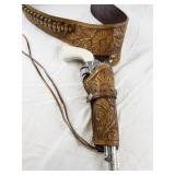 Hubley Colt .45 Toy Cap Gun with Western Leather Holster and Belt