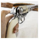 Hubley Colt .45 Toy Cap Gun with Western Leather Holster and Belt