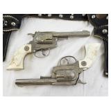 Hubley Diecast Cap Gun Toy Pistols with Double Holster Belt Set